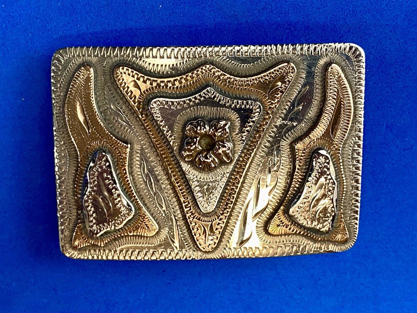 Unique Arrow Shaped Triangle quality mixed metal vintage belt buckle 