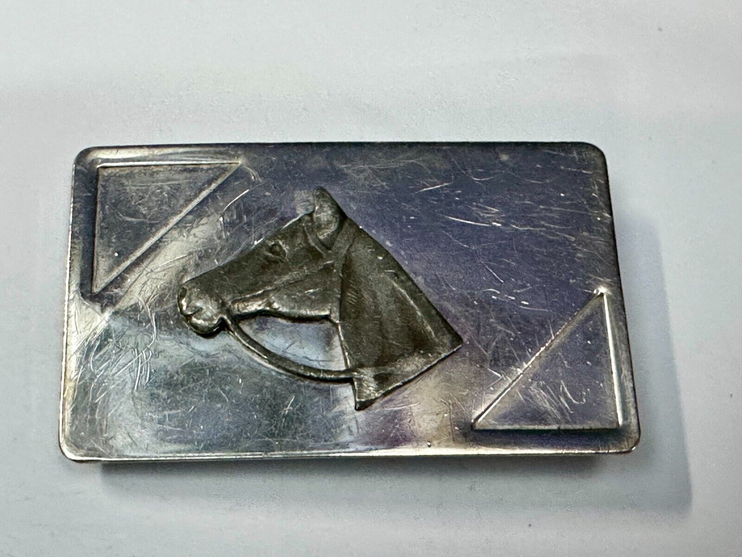 Vintage Horse Head on Nickel Silver Rectangular Belt Buckle