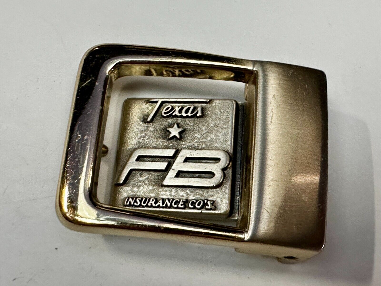 Texas Fb Insuriance Co Vintage Small Swing Out Gold Tone Belt Buckle