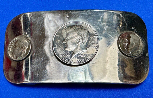 Artisan 3 coins Collectors Kennedy Liberty Half Dollar 1776-1976  69 belt buckle