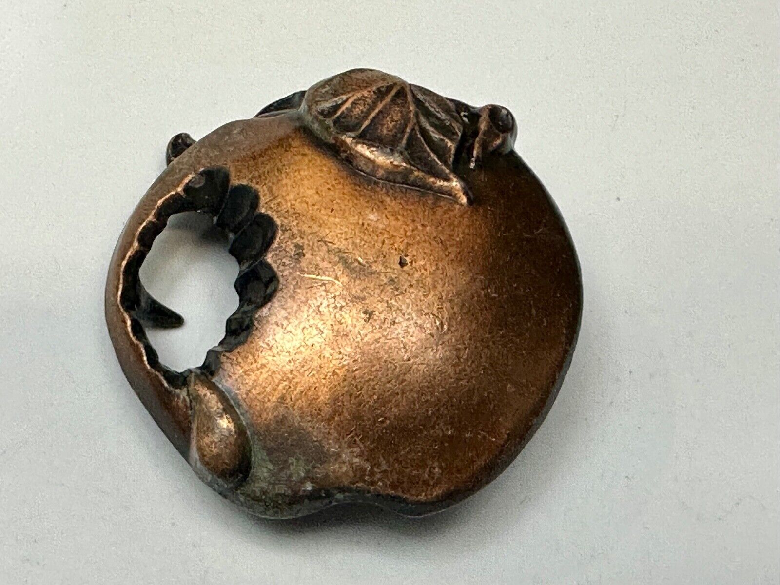 Apple with a bite taken out of it!   Vintage figural Belt Buckle