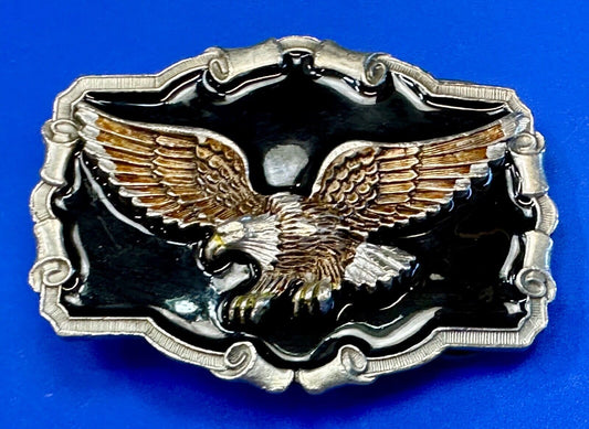 Vintage  Majestic Eagle western framed on black background belt buckle