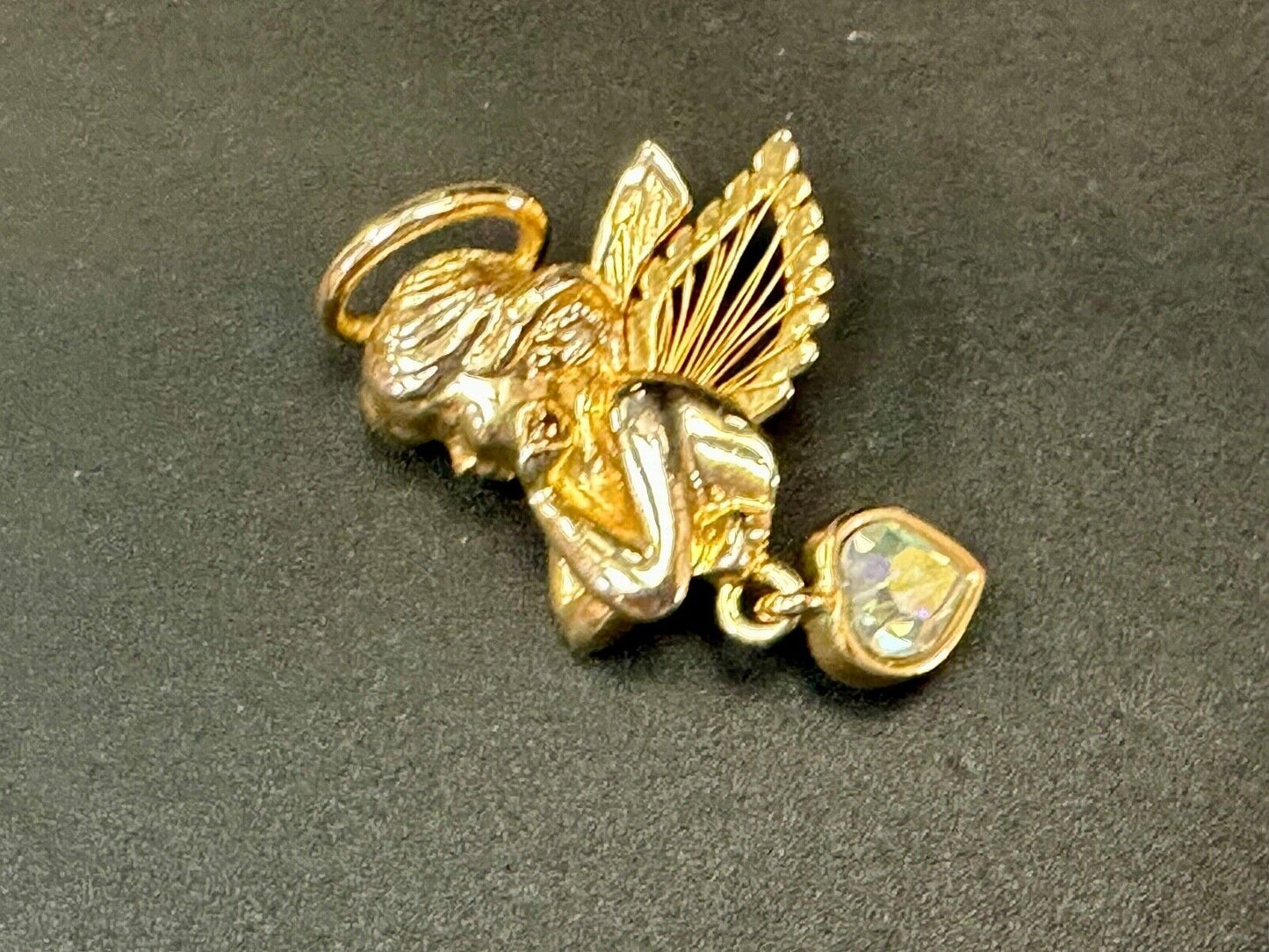 Angle with wings and Heart dangle beautiful AAI vintage brooch pin