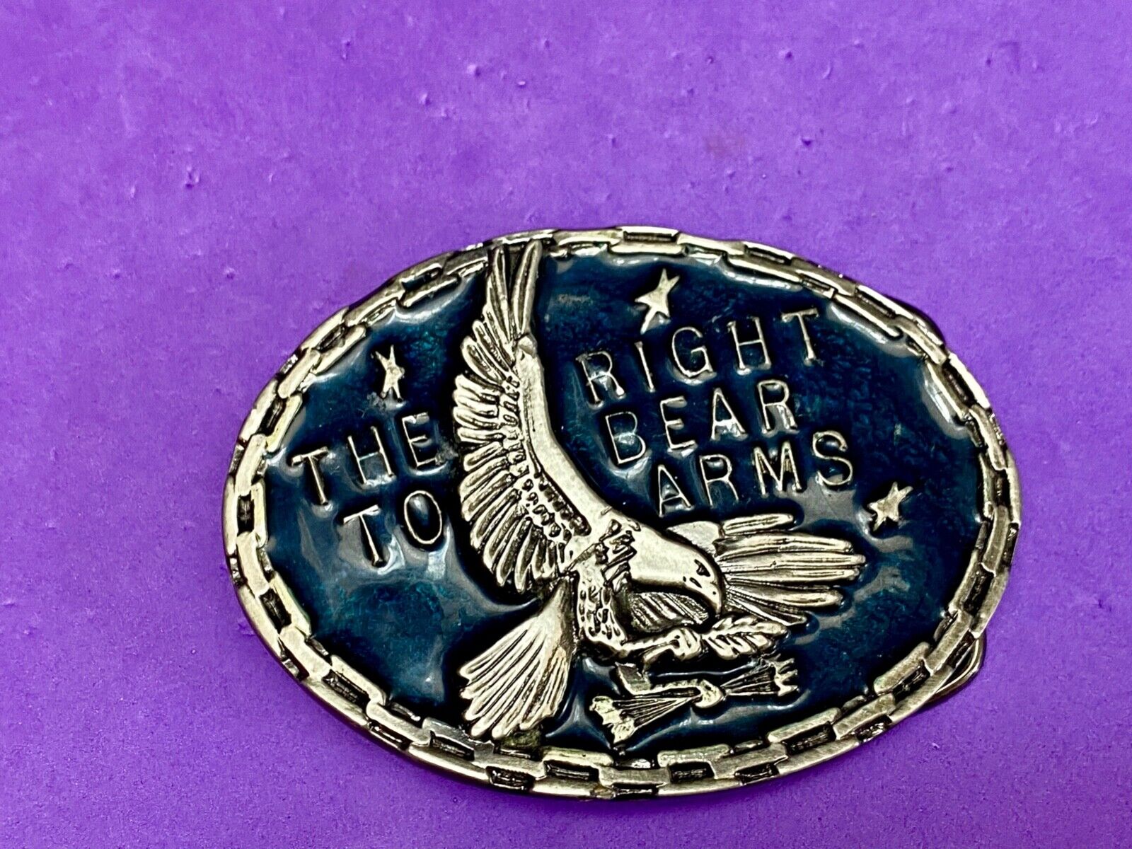 Article 2 The right to bear arms NRA Gun Rights belt buckle w/ Chain Boarder