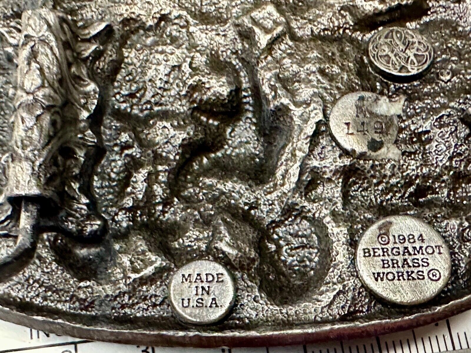 Biker Couple riding on Motorcycle  Vintage 1984 Bergamot belt buckle  L-49 1