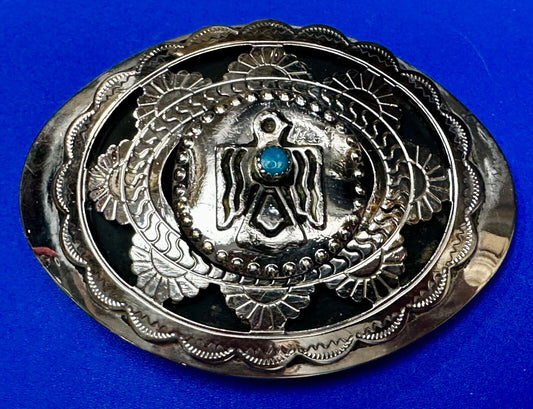 THUNDERBIRD Zuni Native American Artist Belt Buckle BC Makers Mark B Cayaditto