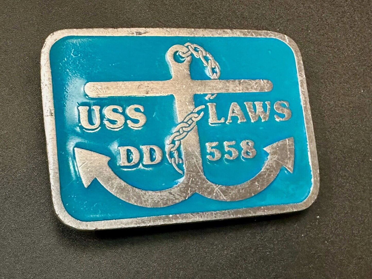 US Navy USS Laws DD-558 Destroyer Ship Boat Vintage Belt Buckle by CD Hit