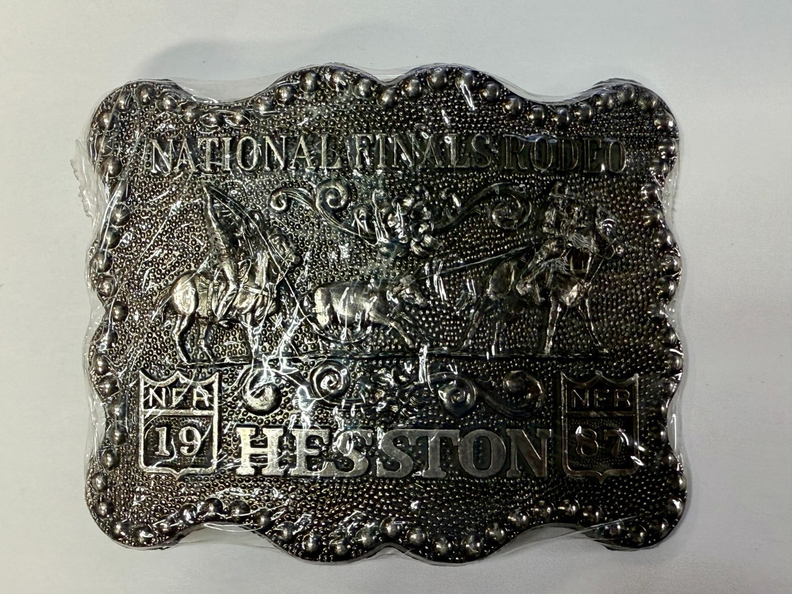 1987 Hesston NFR National Finals Rodeo Calf Roping NOS Belt Buckle