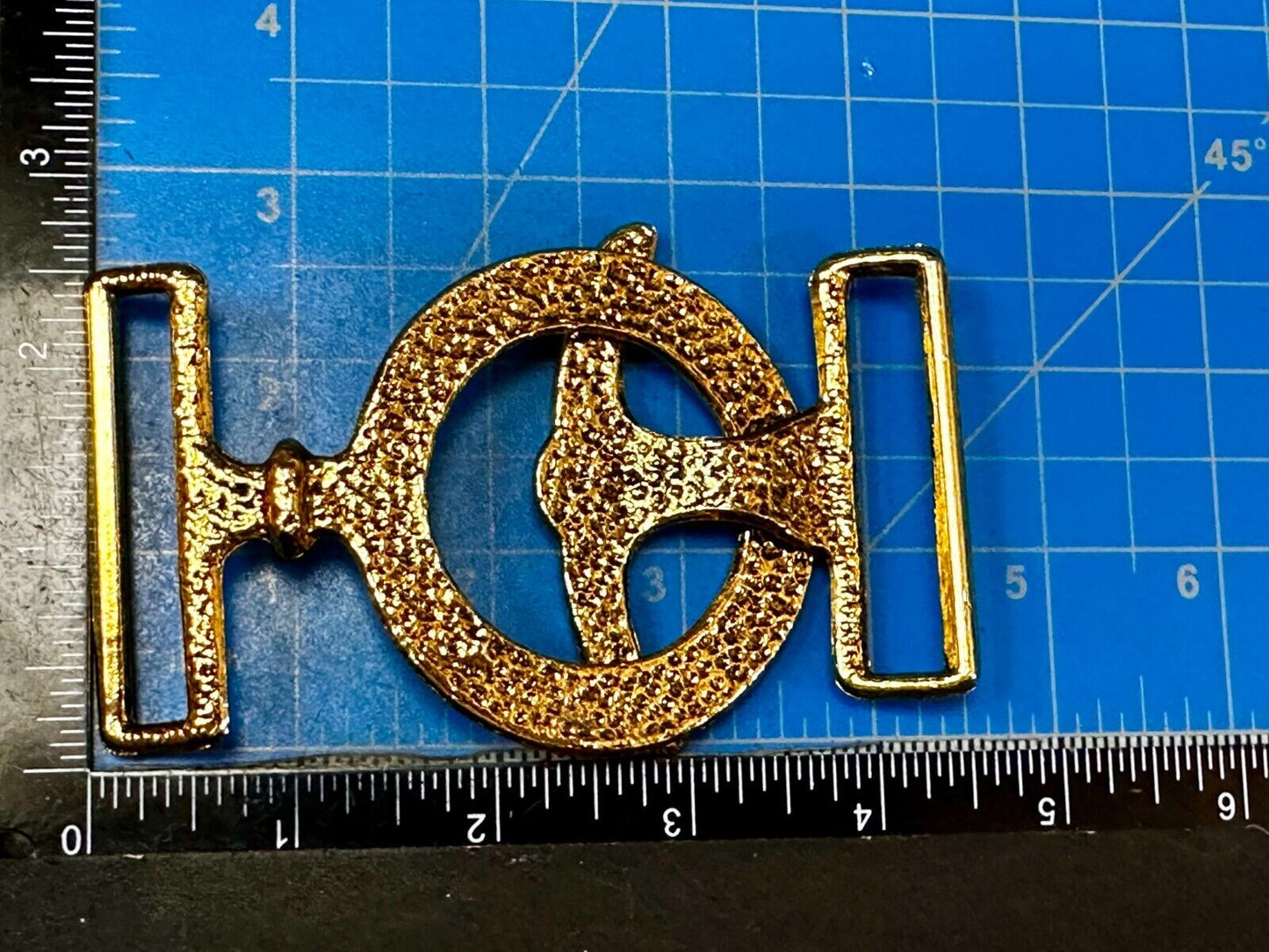 Two-Piece Interlocking Anchor? Open Work Gold Tone Vintage Belt Buckle
