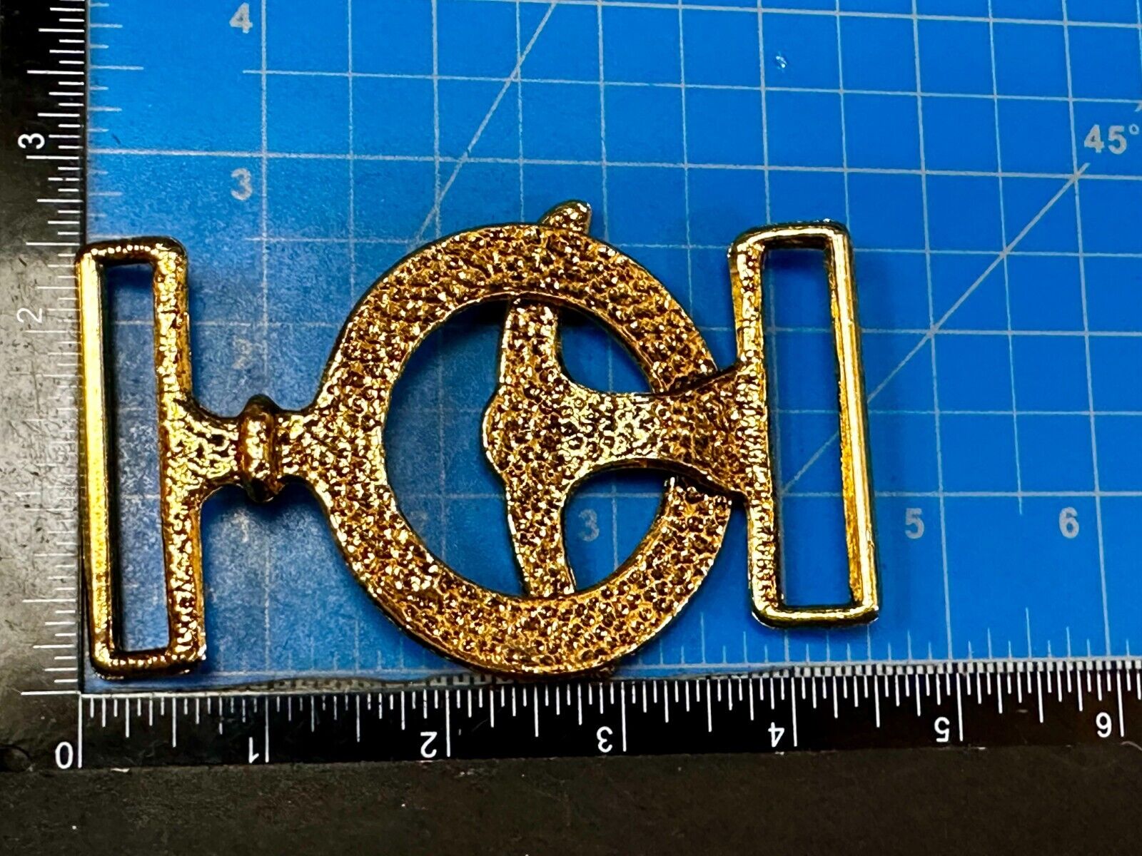 Two-Piece Interlocking Anchor? Open Work Gold Tone Vintage Belt Buckle