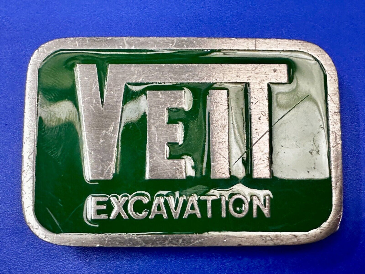 Veit Excavation Demolition Services Company Advertisement CD Hit Belt Buckle