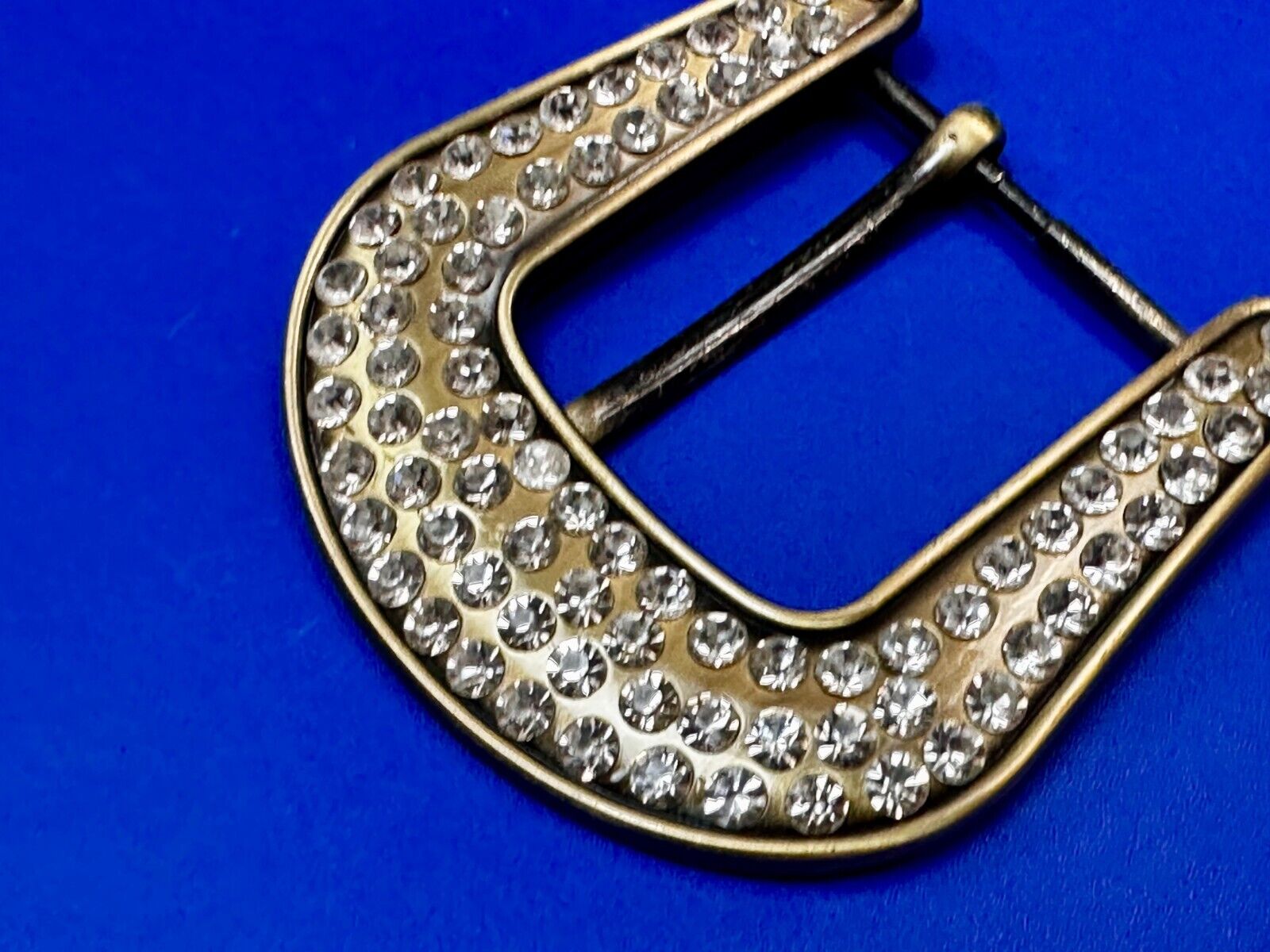 5 Lot Large Rhinestone Covered Ranger Style Gold Color NOS Western Belt Buckle