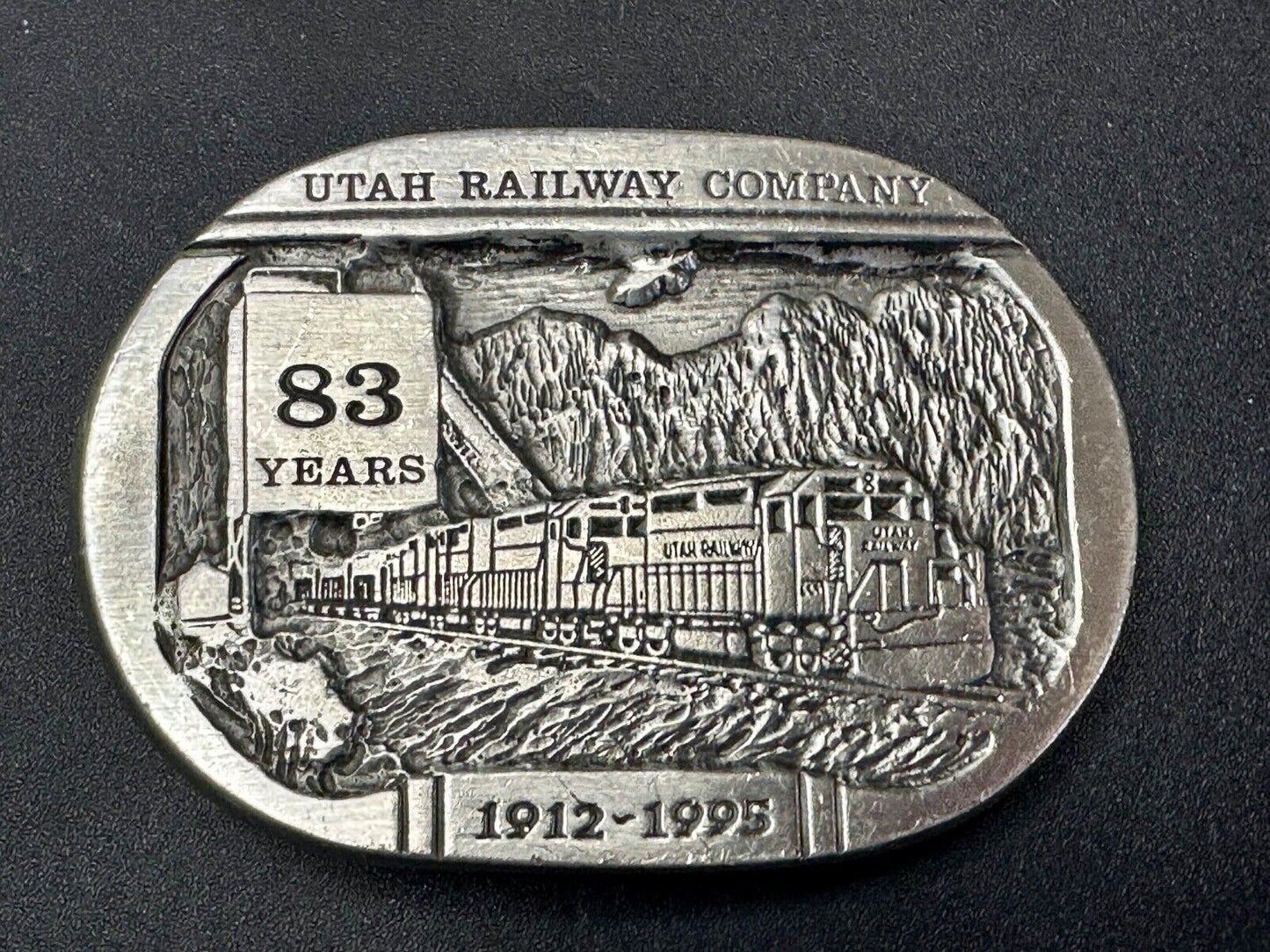 Utah Railway Co Vtg Train Railroad 83 Years - Gary Prazen Sculpture Belt Buckle
