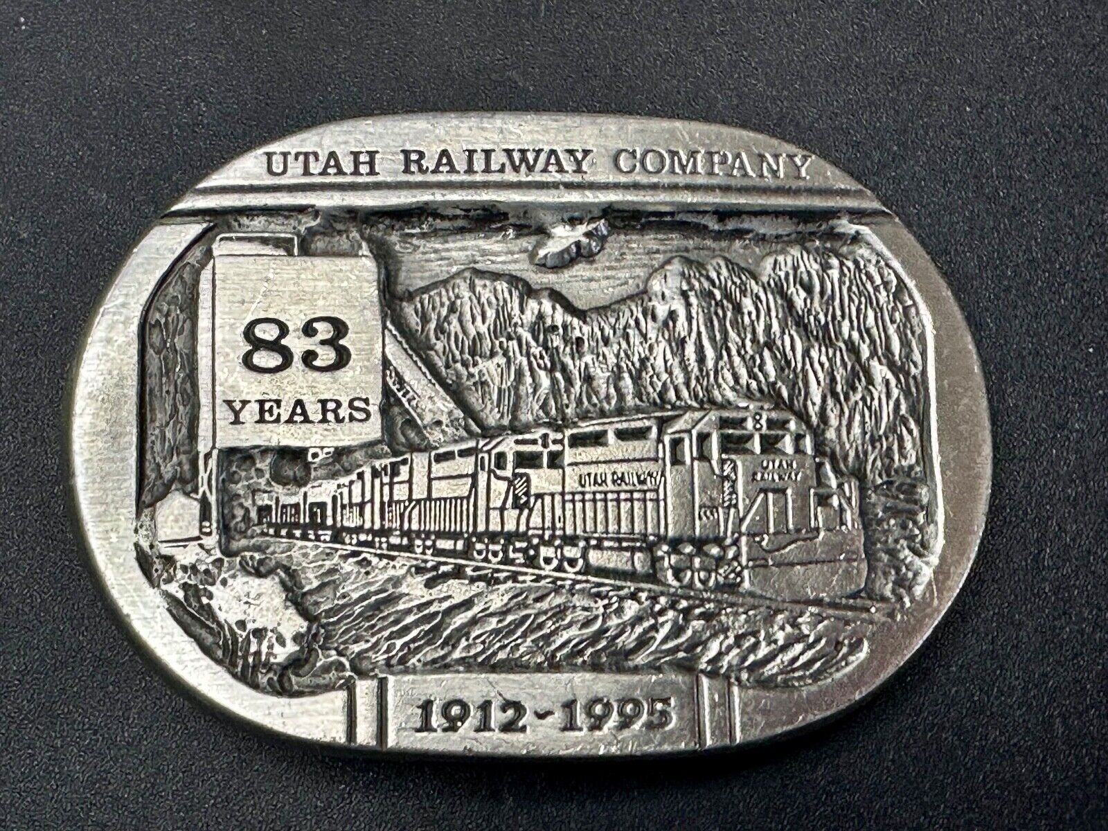 Utah Railway Co Vtg Train Railroad 83 Years - Gary Prazen Sculpture Belt Buckle