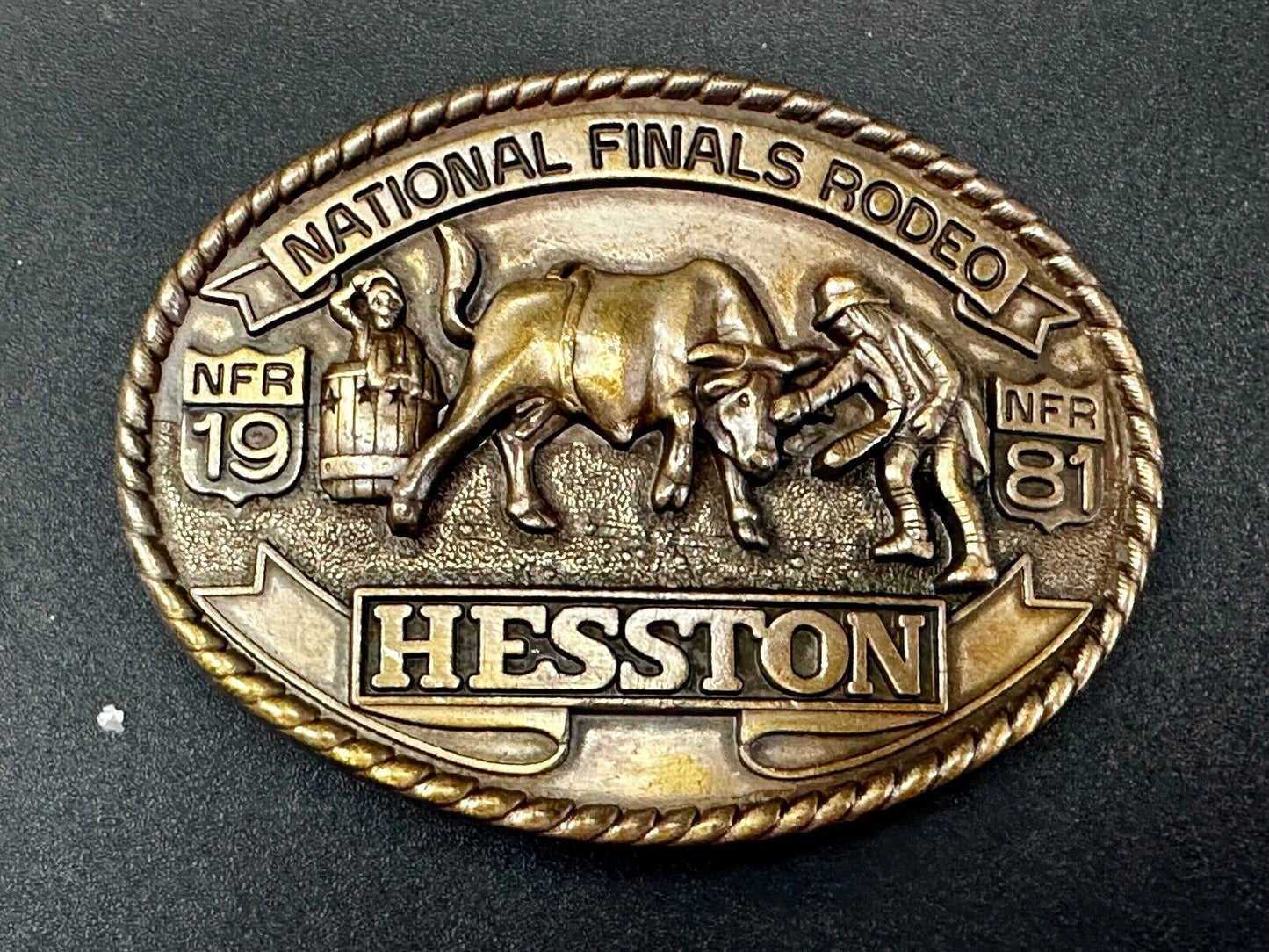 1981 NATINOAL FINALS RODEO NFR Commemorative Cowboys Art Belt Buckle