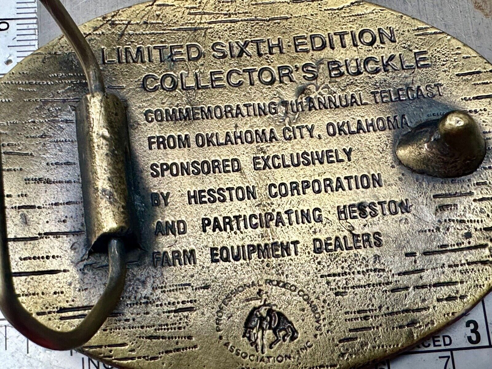 1980 National Finals Rodeo Hesston NFR Western Roping Cowboy belt buckle