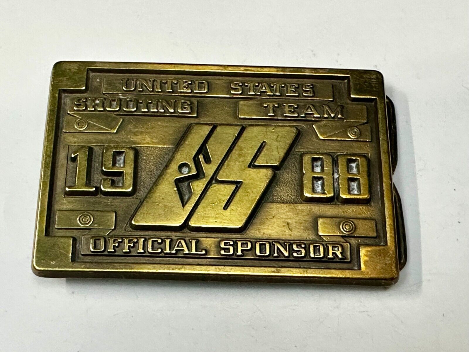 United States Shooting Team 1988 Official Sponsor Seoul Korea Belt Buckle