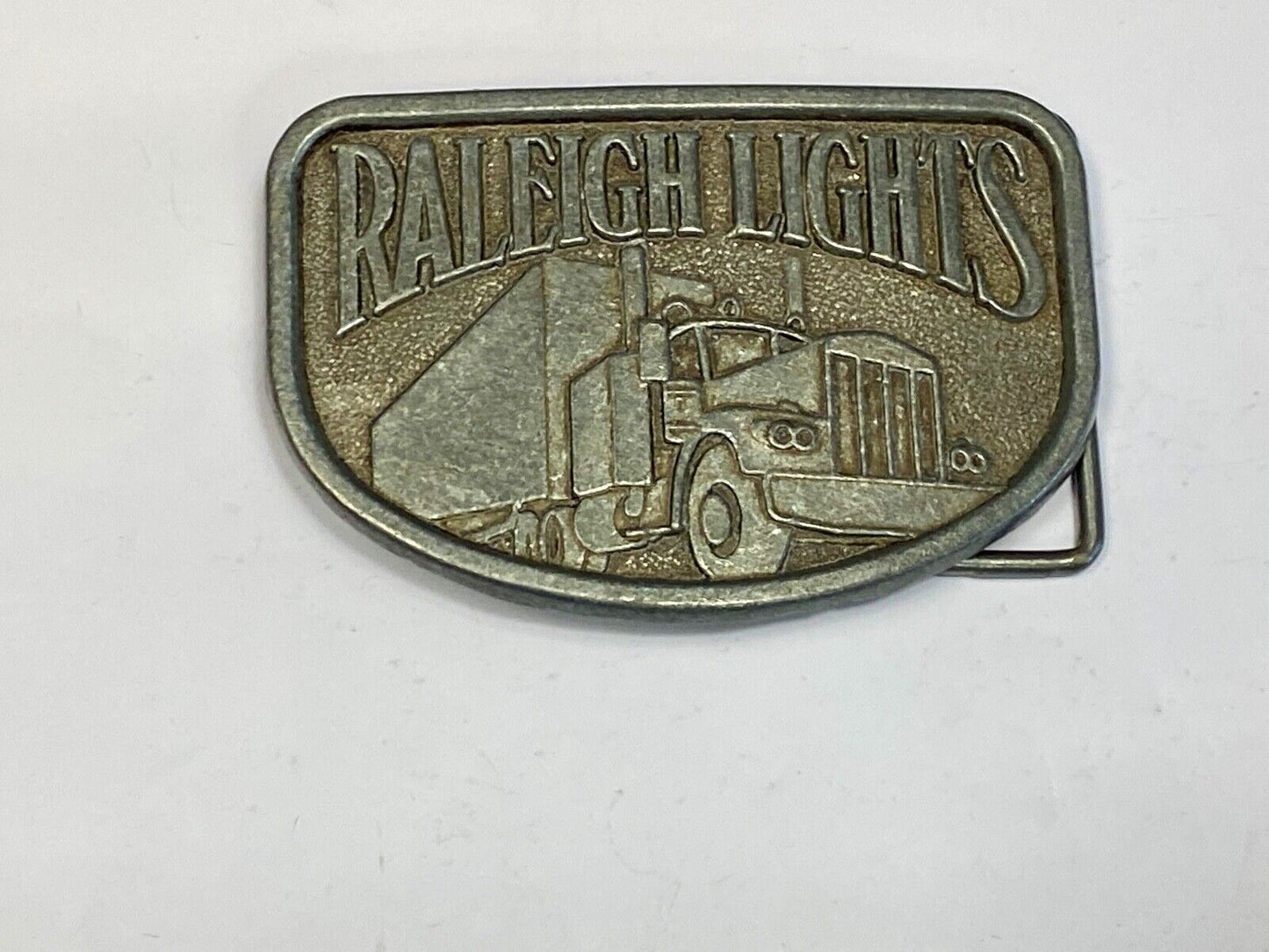 1970S Vintage Raleigh Lights Cigarettes Tobacco Semi Truck Trucker Belt Buckle