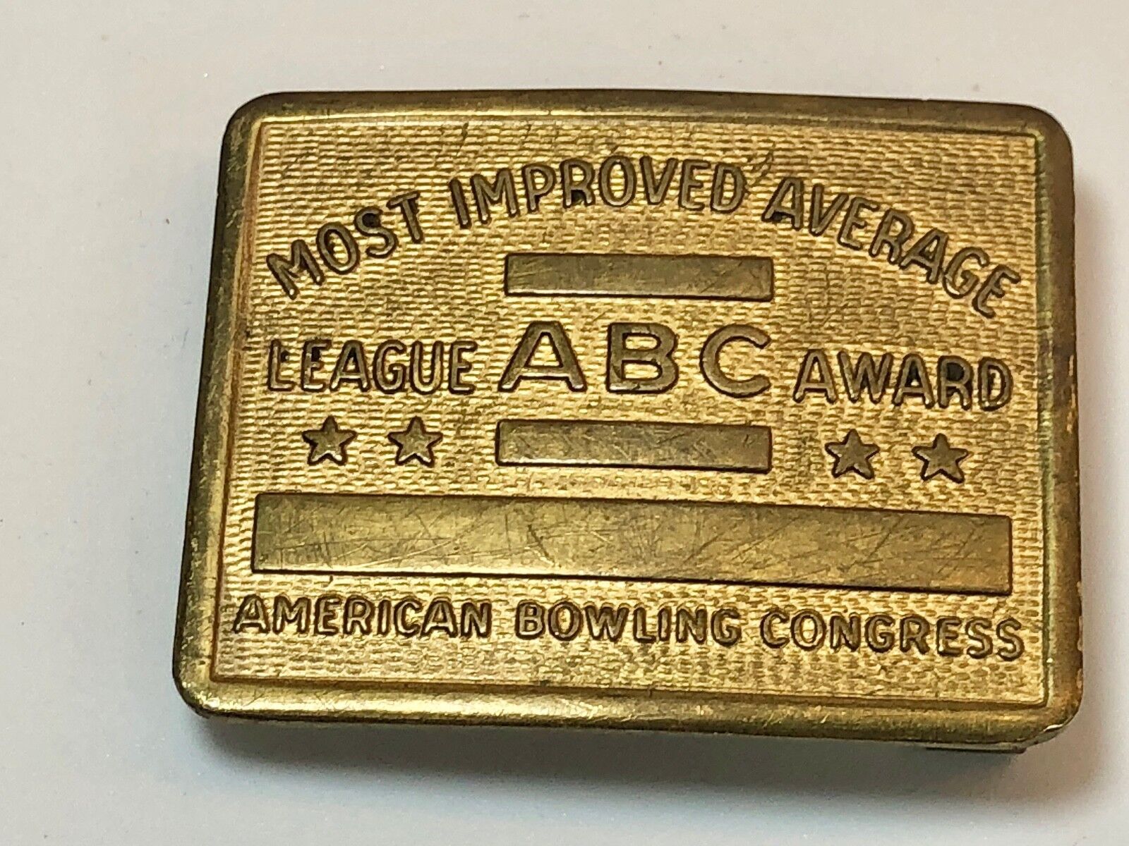 American Bowling Congress Award Belt Buckle Most Improved Average