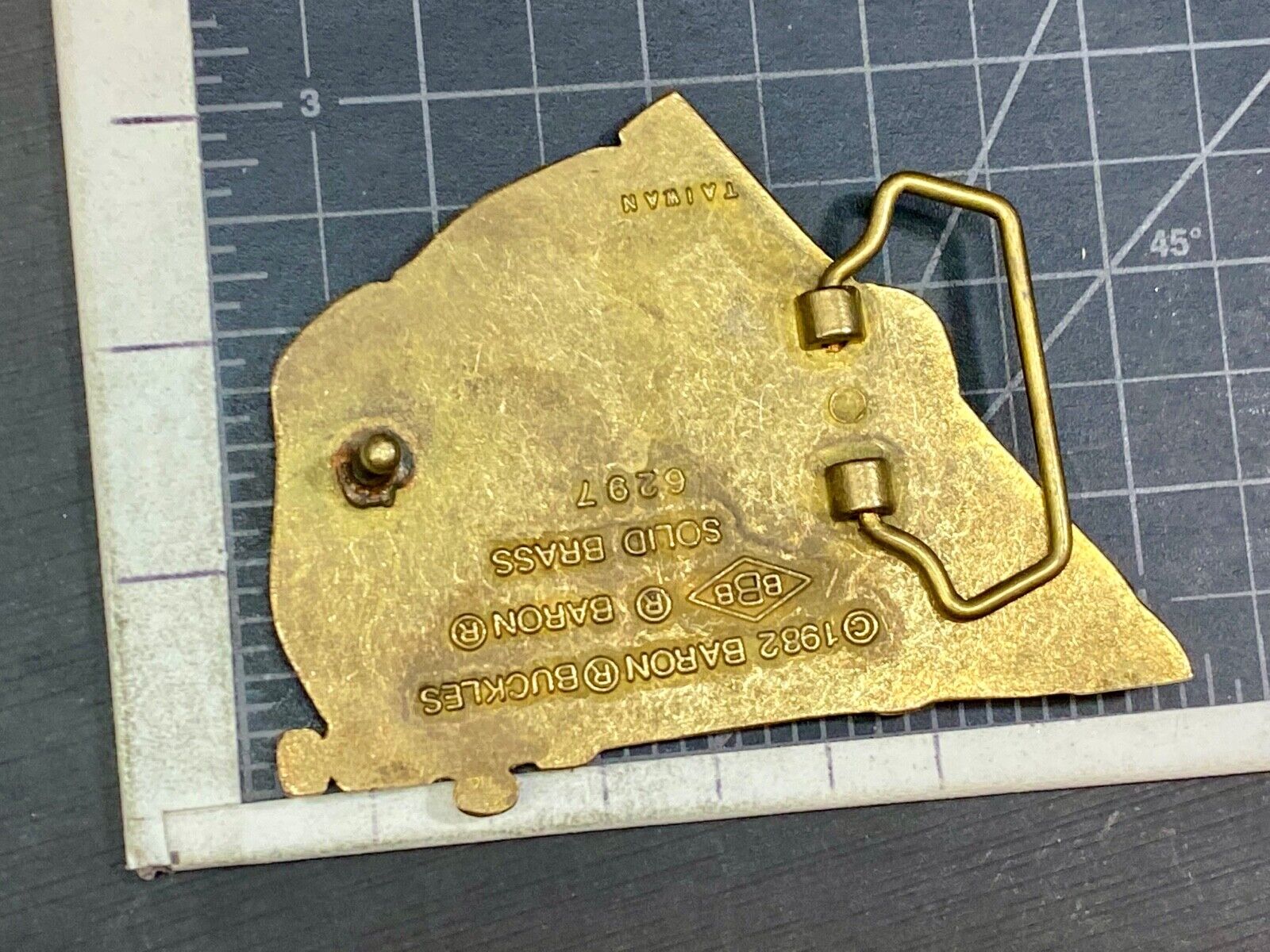 Vintage 1982 Sailing Boat Tools solid brass belt buckle by Baron Brass Works 