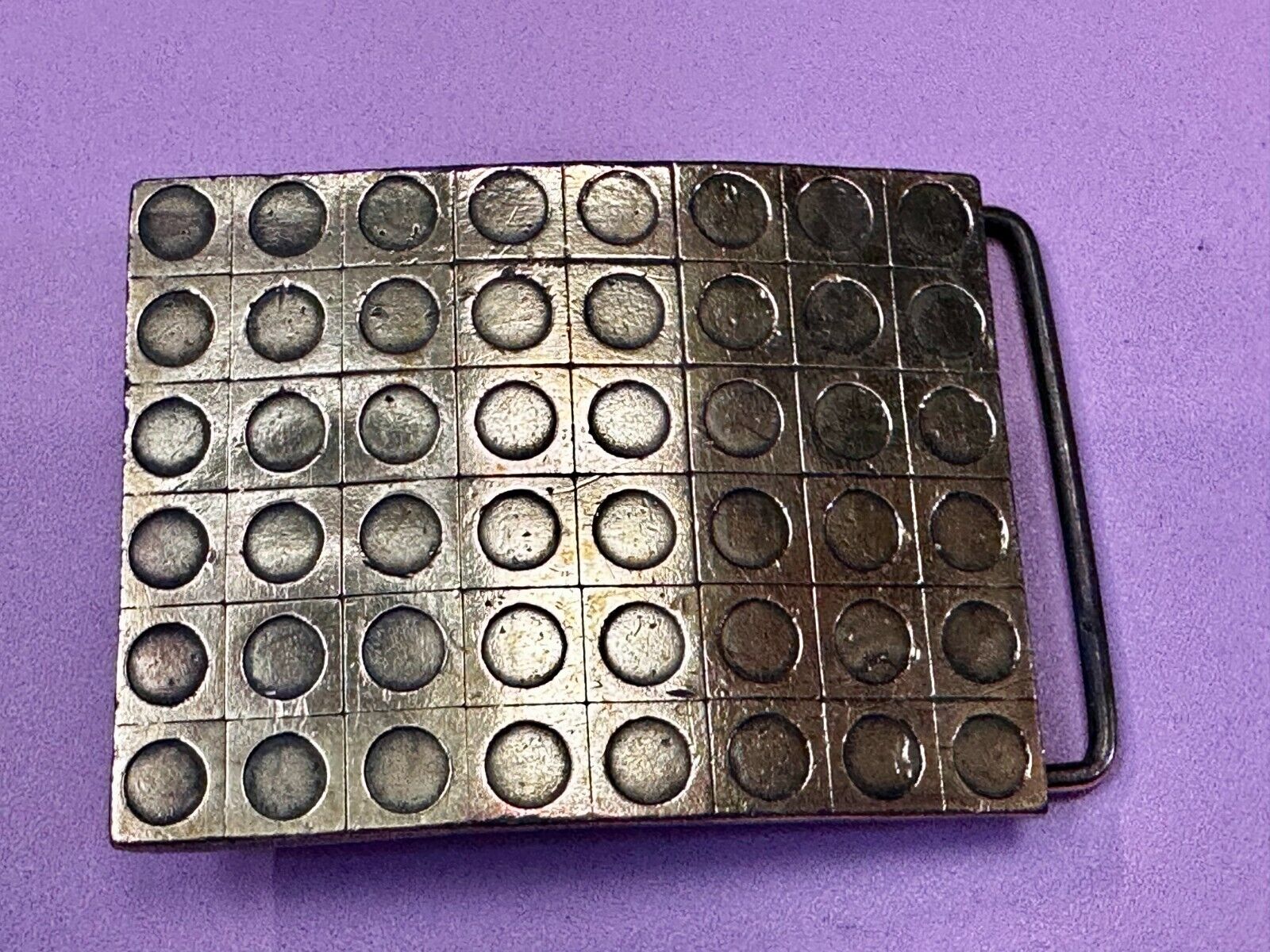 Artisan Metalwork Grid Hole Pattern Hippy Vibe Belt Buckle By Bergamot B-12