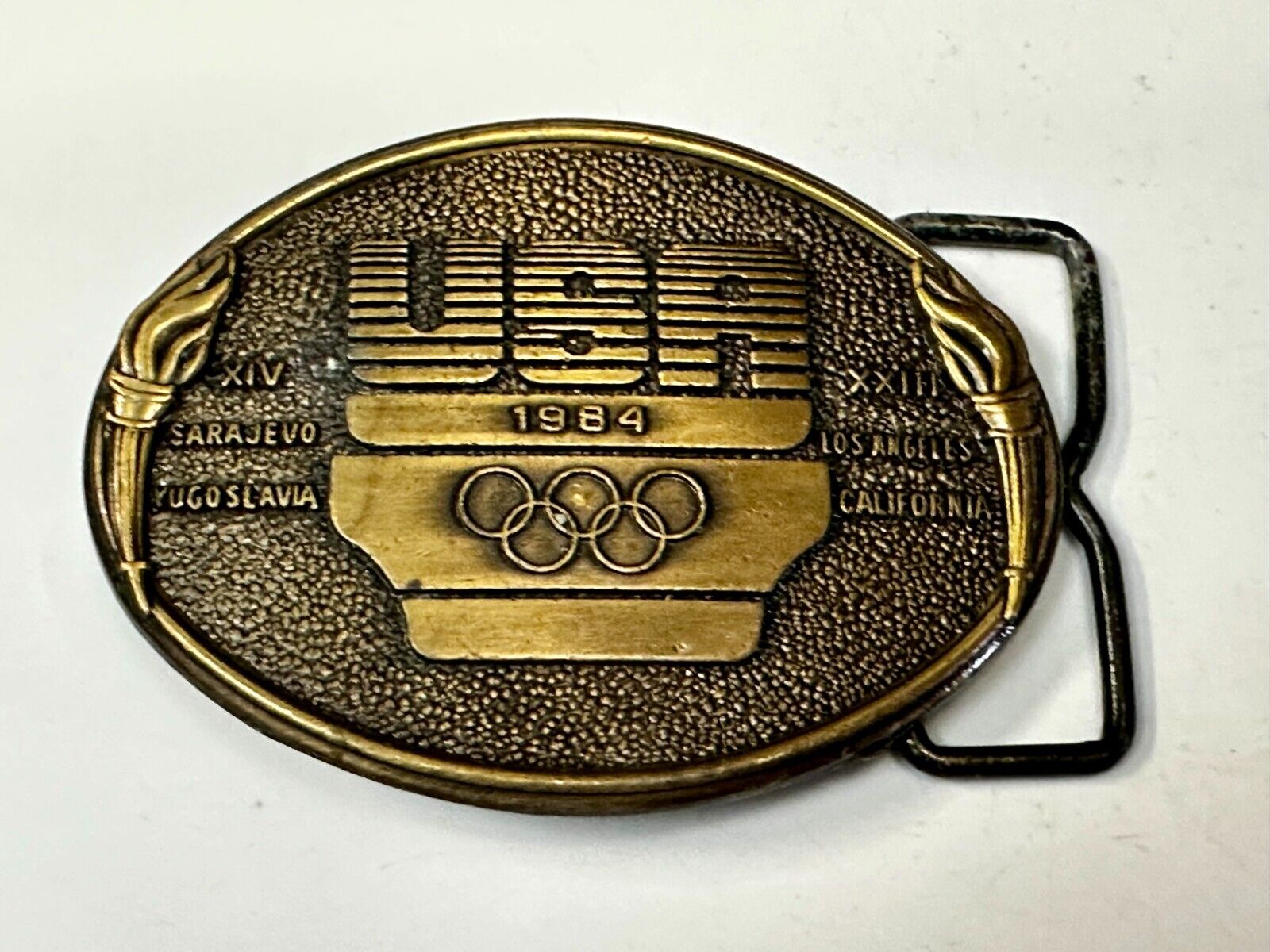 1984 USA Olympics Los Angeles California Vintage Commemorative Belt Buckle