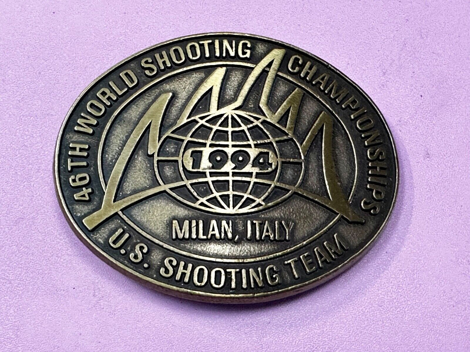 46TH World US Shooting Championship 1994 Milan Italy Commemorative Belt Buckle