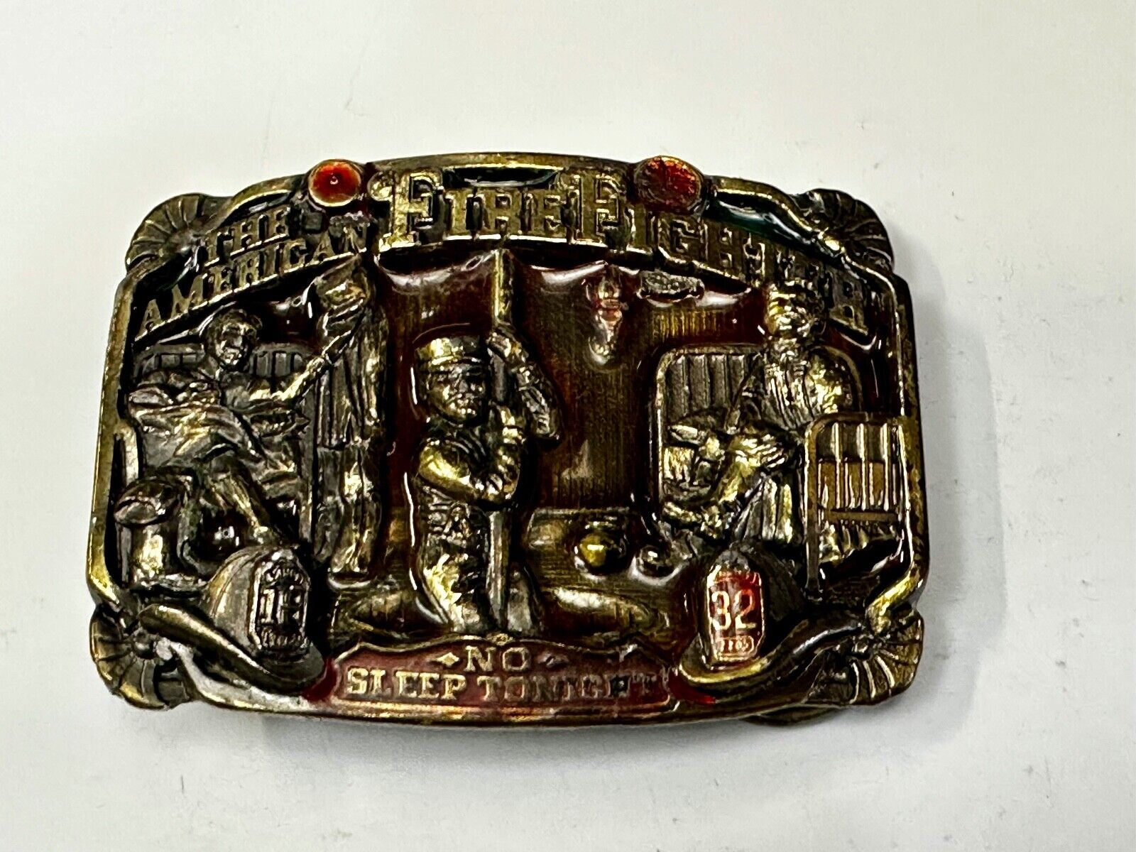 1986 The American Fire Fighter - No Sleep Tonight Vintage Belt Buckle