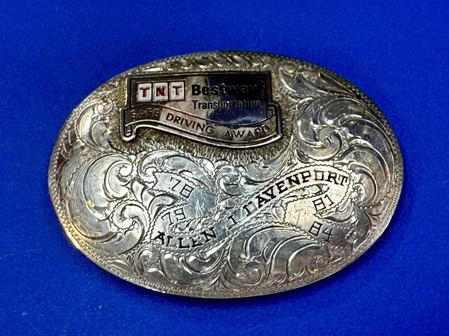TNT Bestway Transportation Safe Driving Award Belt Buckle by BK Silversmiths