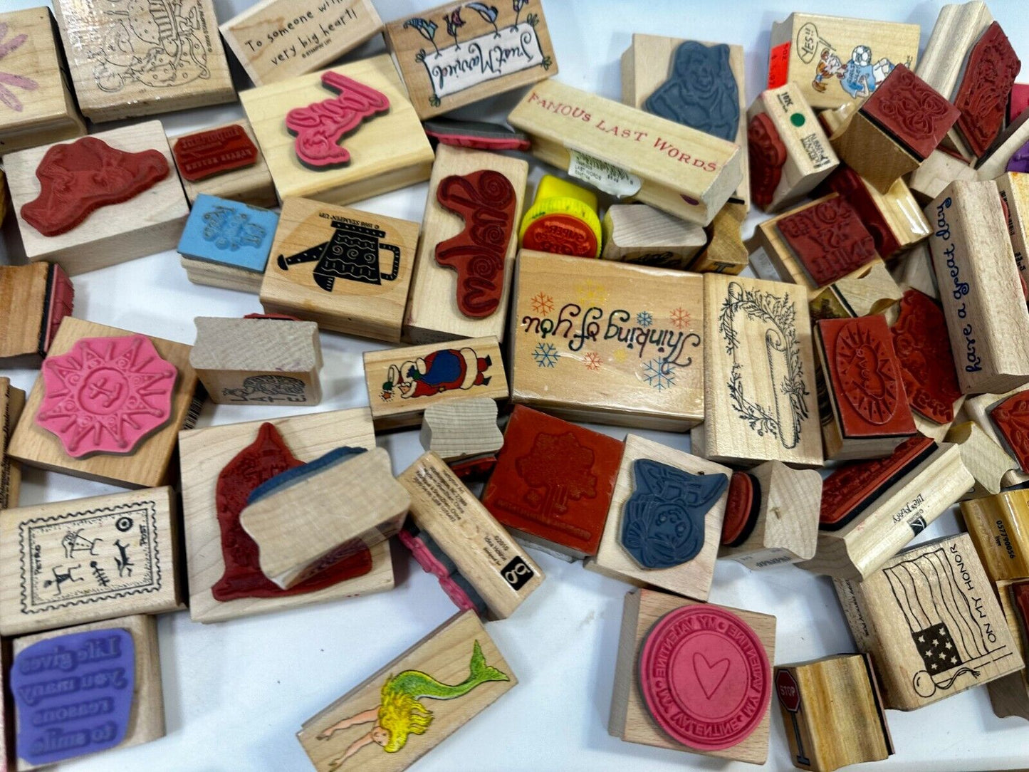 7.4 Pounds of Rubber Stamps HUGE LOT - Mostly NEW! Scrapbook Teachers SCORE!