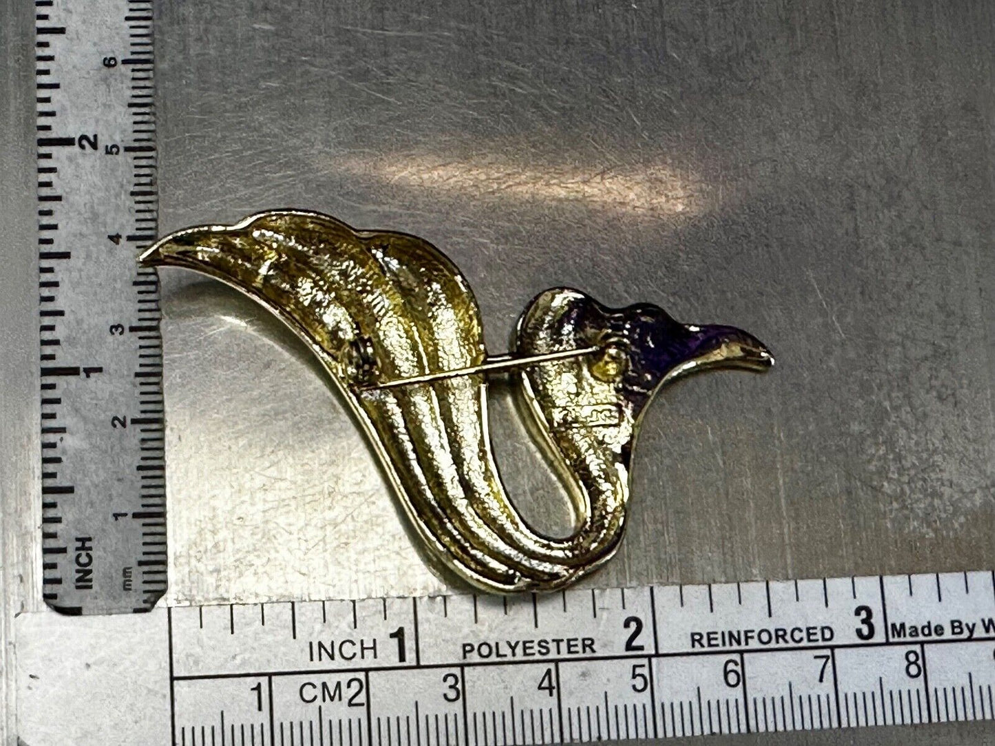 Abstract Swirl Gold Tone Vintage Brooch Pin Signed AJC