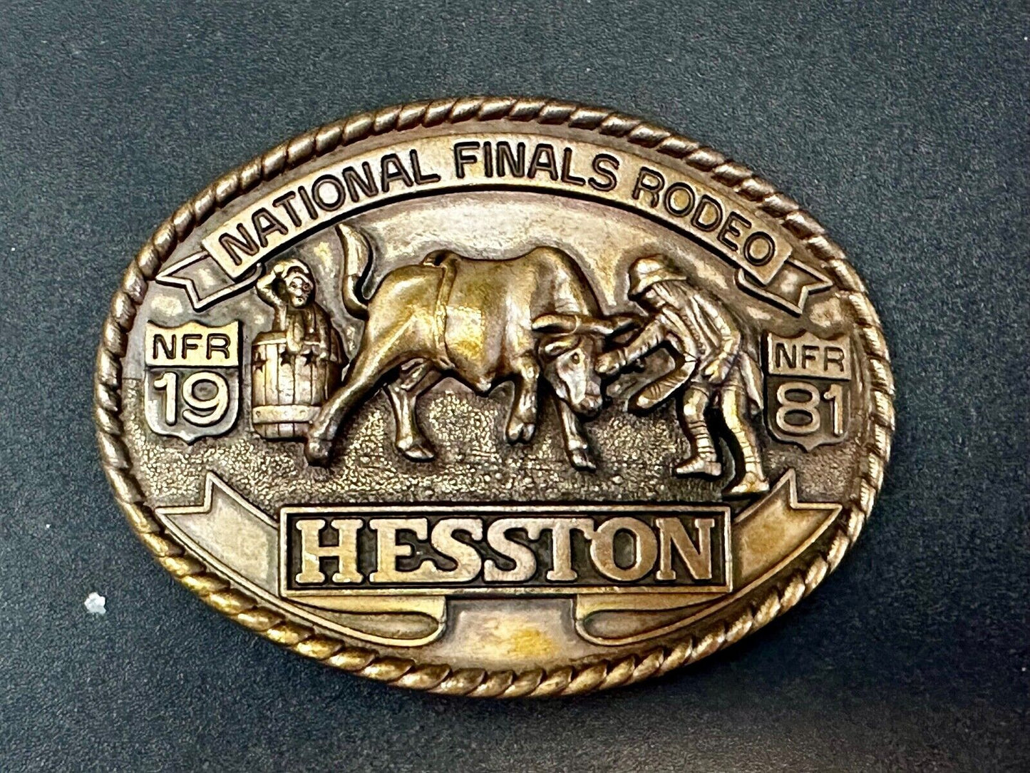 1981 NATINOAL FINALS RODEO NFR Commemorative Cowboys Art Belt Buckle