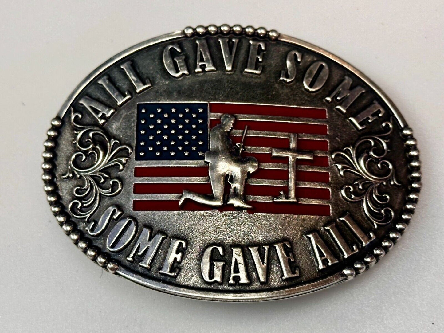 All Gave Some Some Gave All Patriotic American Veteran Commemorative Belt Buckle