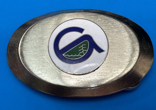 Unknown to me!  Company Sign Logo Vintage Oval Silver Tone Belt Buckle