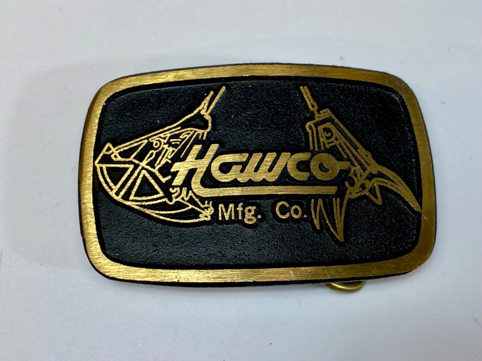 Vintage HAWCO MFG Co solid brass Dynabuckle belt buckle