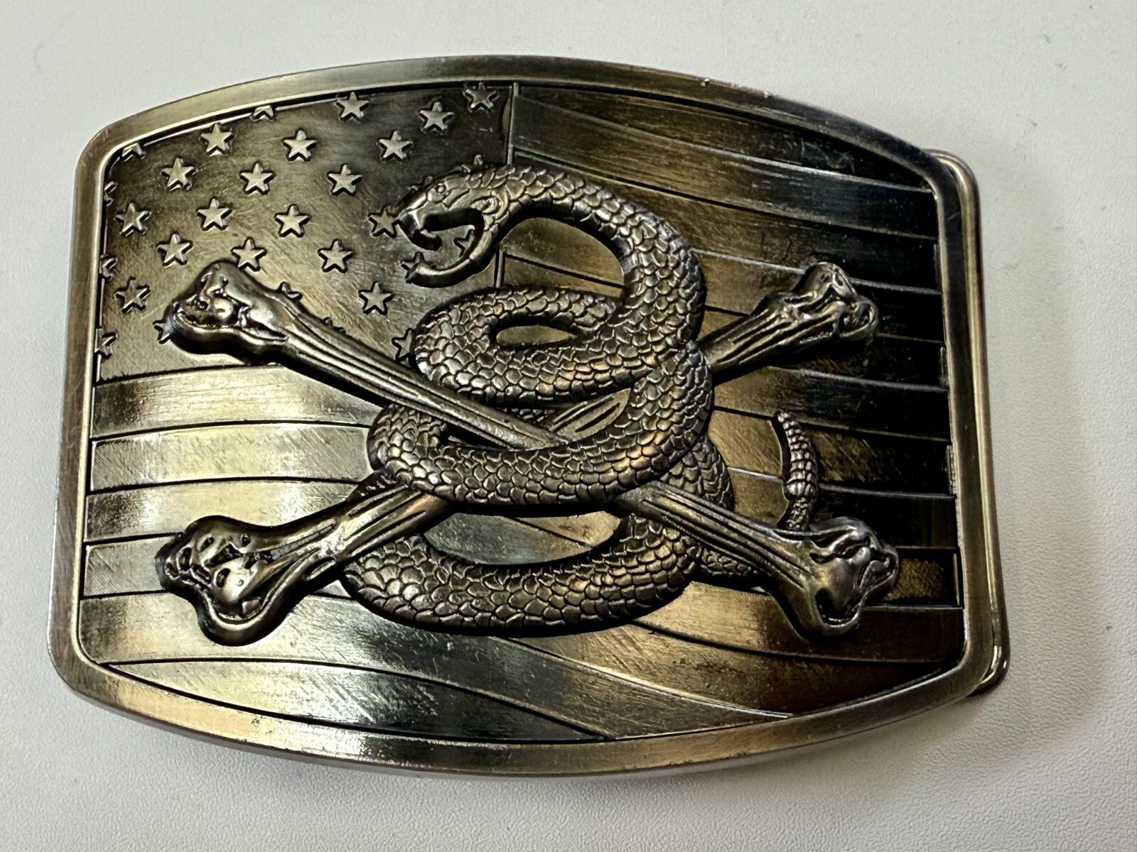 USMC Snake Crossbones Flag US Marine Corps Don't Tread on me Belt Buckle