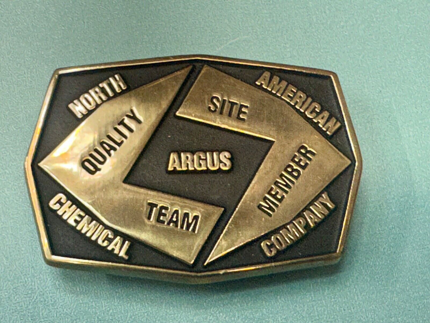Aegius North American Chemical Company team member brass Anacortes belt buckle