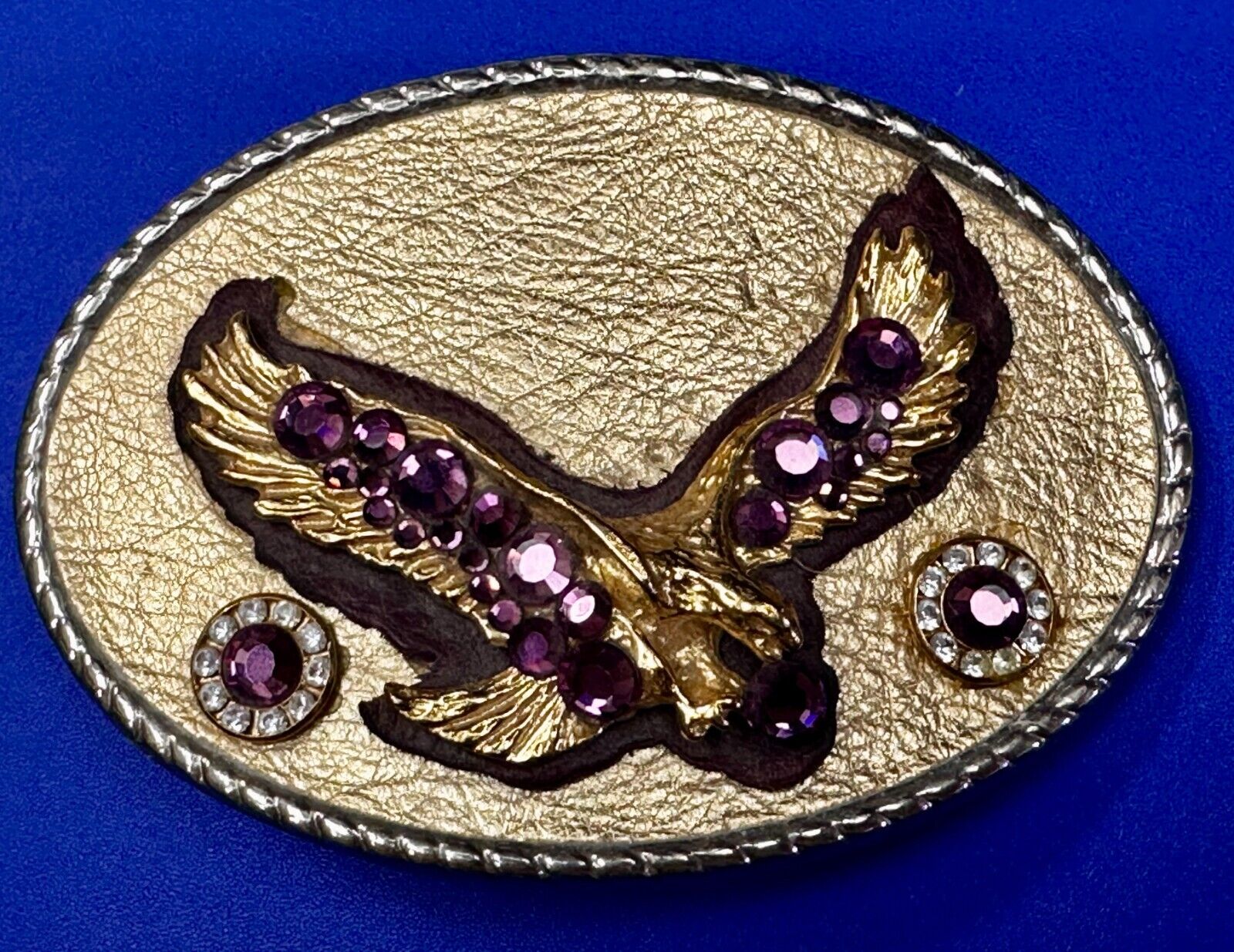 American Eagle Purple Crystal Studded Patriotic Belt Buckle by Michelle Monroe