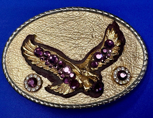 American Eagle Purple Crystal Studded Patriotic Belt Buckle by Michelle Monroe