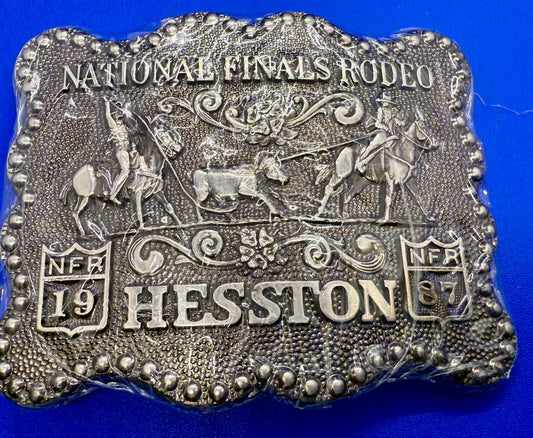 1987 Hesston NFR National Finals Rodeo Cowboys Award Design Medals Belt Buckle