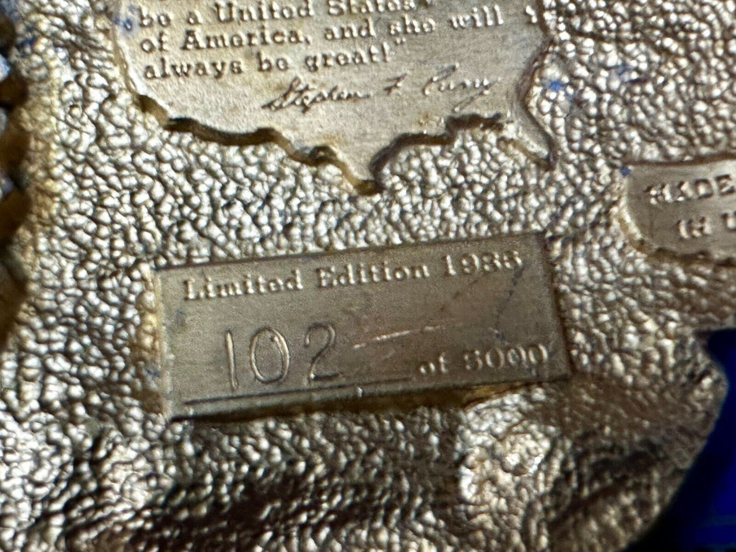 United States of America Liberty States Map Vtg 1986 Commemorative Belt Buckle