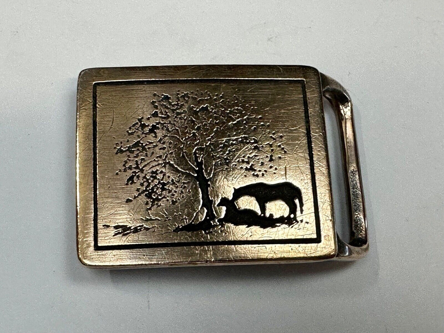 TWO HORSES TECH-ETHER GUILD Vintage art Horse lovers belt buckle