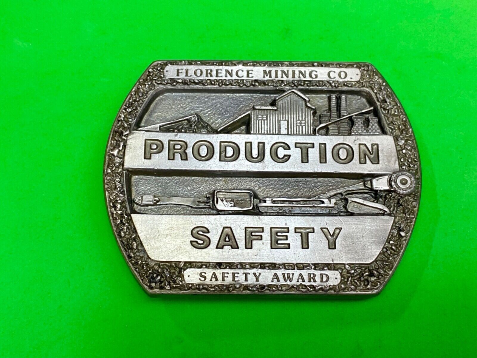 Vintage Florence Mining Company Safety Award belt buckle