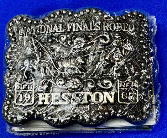 1987 Hesston National Finals Rodeo NFR Rodeo Cowboys NOS Western Belt Buckle
