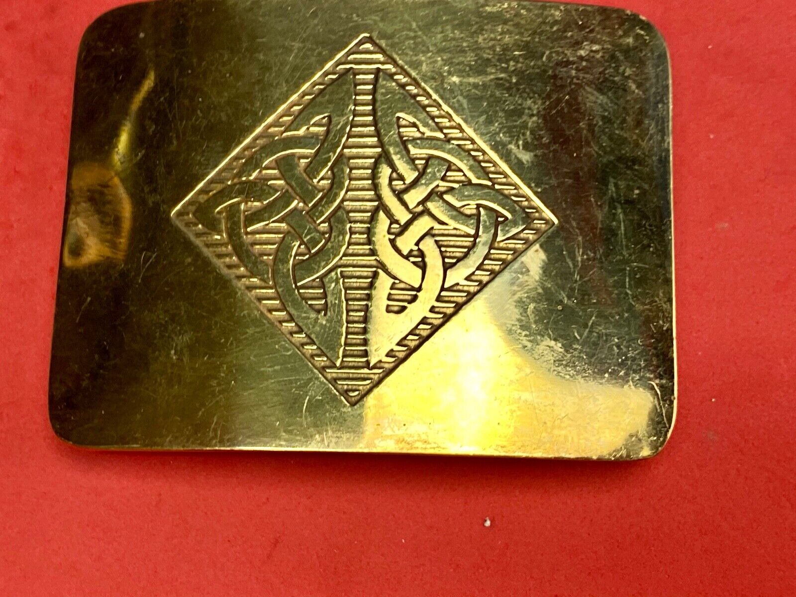 Antique Brass tone BOHO HIPPIE Ornate Lines Pattern Belt Buckle 