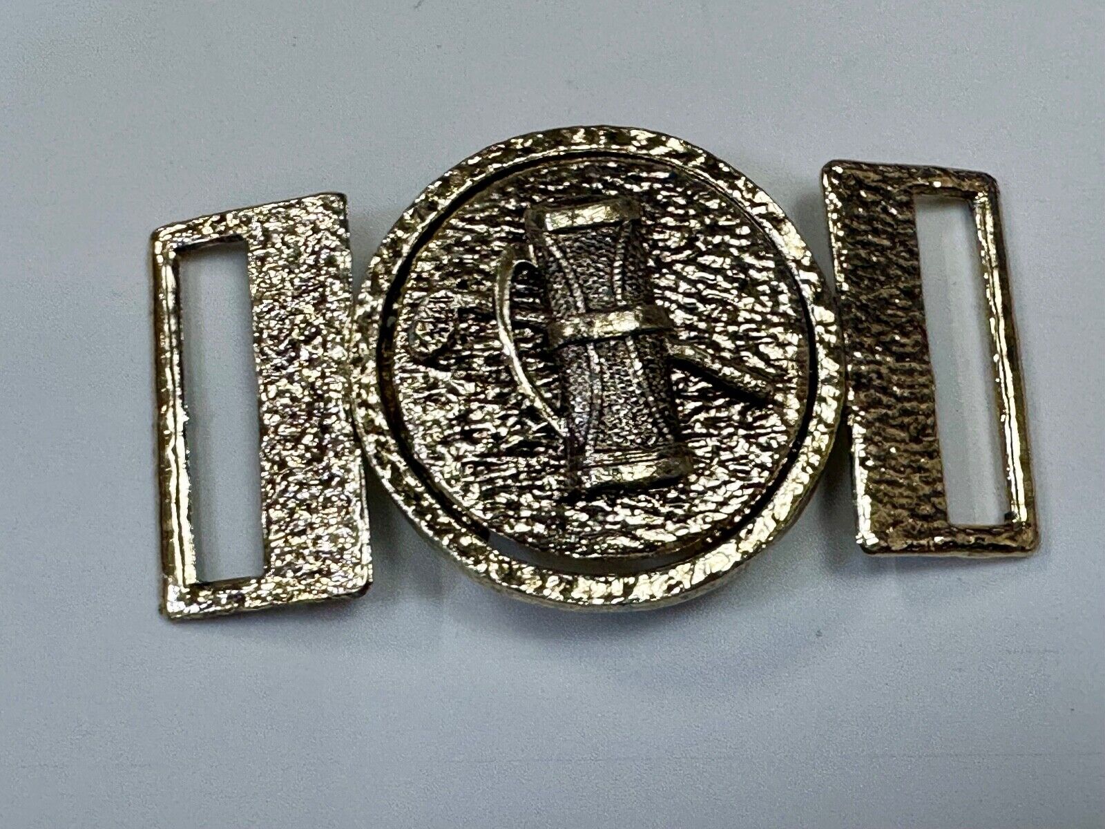 two piece interconnecting gold color belt buckle