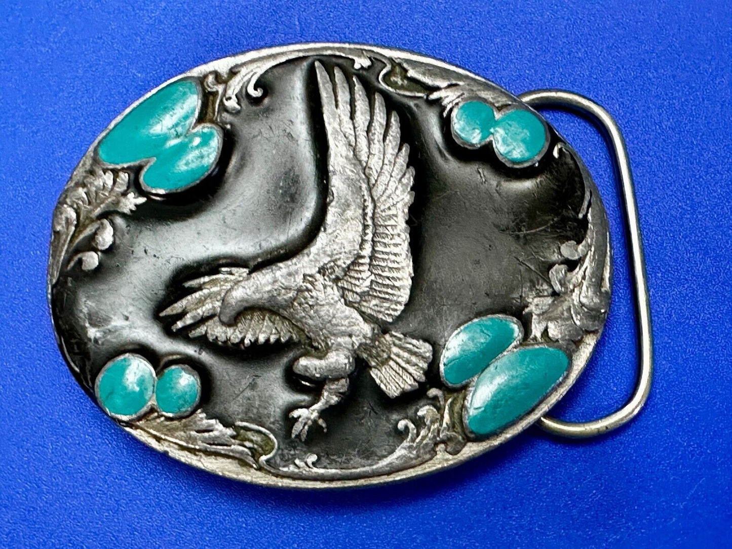 American Eagle Fly High Great Spirit Turquoise Cowboy Belt Buckle Sikiyou H-7