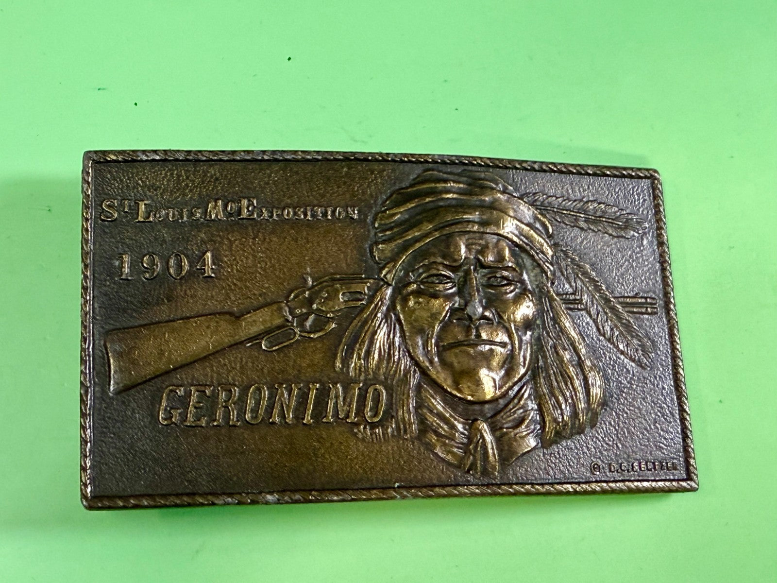 1904 St. Louis Exposition GERONIMO Native American Indian Bergamot Belt Buckle