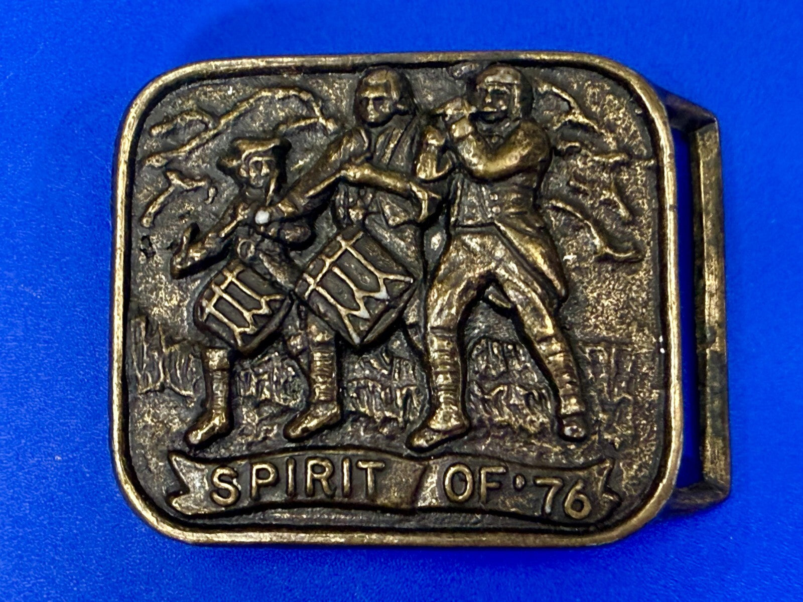 The Spirit of 76 American Bicentennial Patriotic Marching Band Belt Buckle