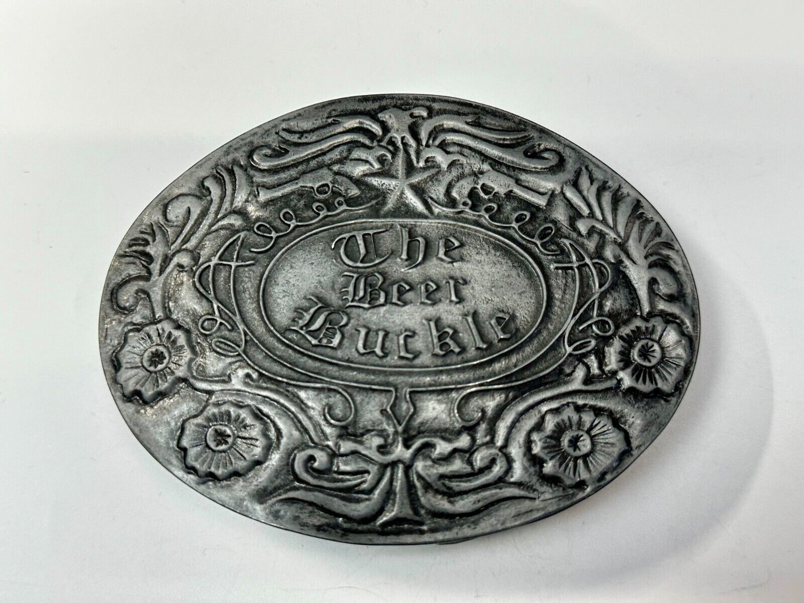 The Beer Buckle  - Ornate Large Belt Buckle & Can Holder by BevBuckle